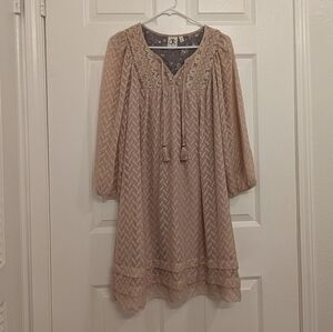 Anthropologie Boho Indie Anwen Tassel Peasant Dress M  Forest Fairy whimsical